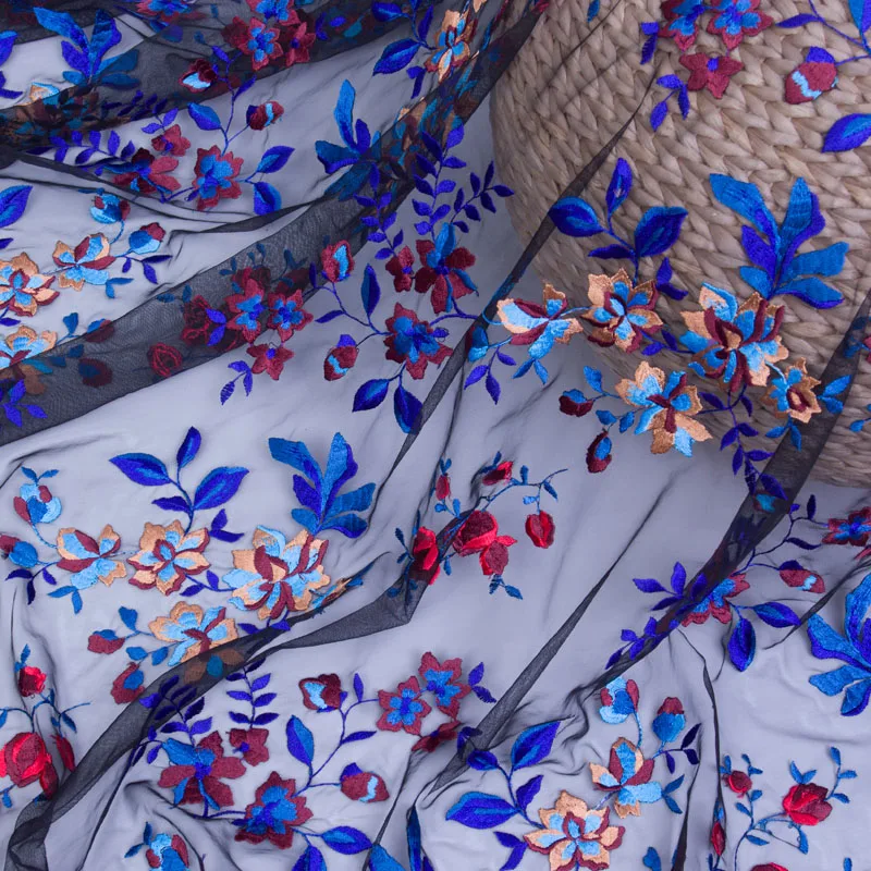 Высококачественная сетчатая кружевная ткань с вышивкой маленькие цветочные