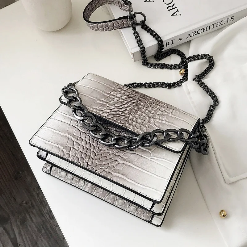 Аллигатор старинный лоскут Маленькая женская сумка 2019 новая мессенджер с