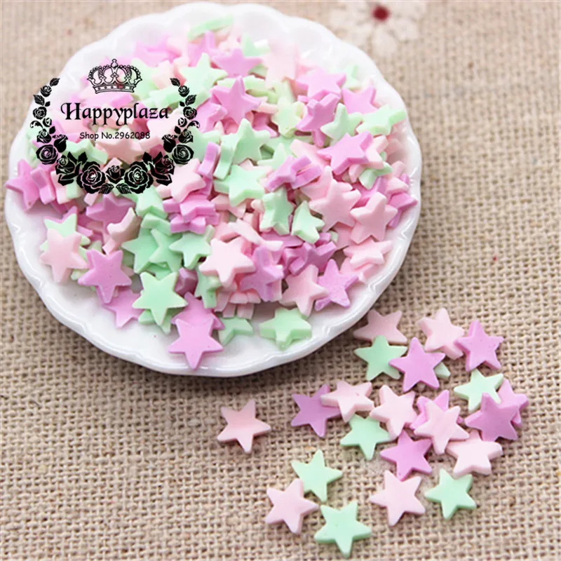 Полимерная глина 30 г 5 мм микс цветов Звездный ломтик с плоской обратной стороной