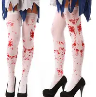 50pairs Blood Stained Zombie Stockings Tights Cosplay Nurse Fancy Dress Skeleton Stain Hosiery Thigh Long Socks Festive Props