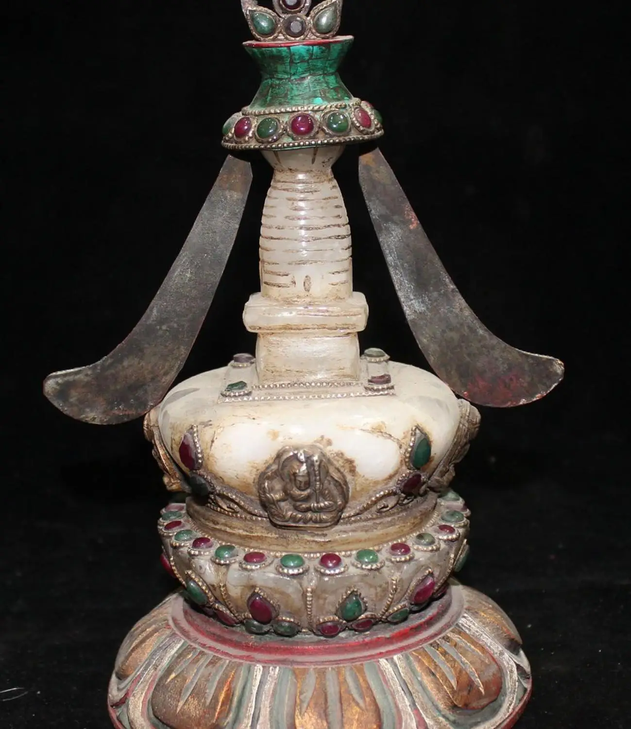 Серебряный Зеленый Tara Padmasambhava Кристальный ступа Будды башня пагода статуя | Дом и