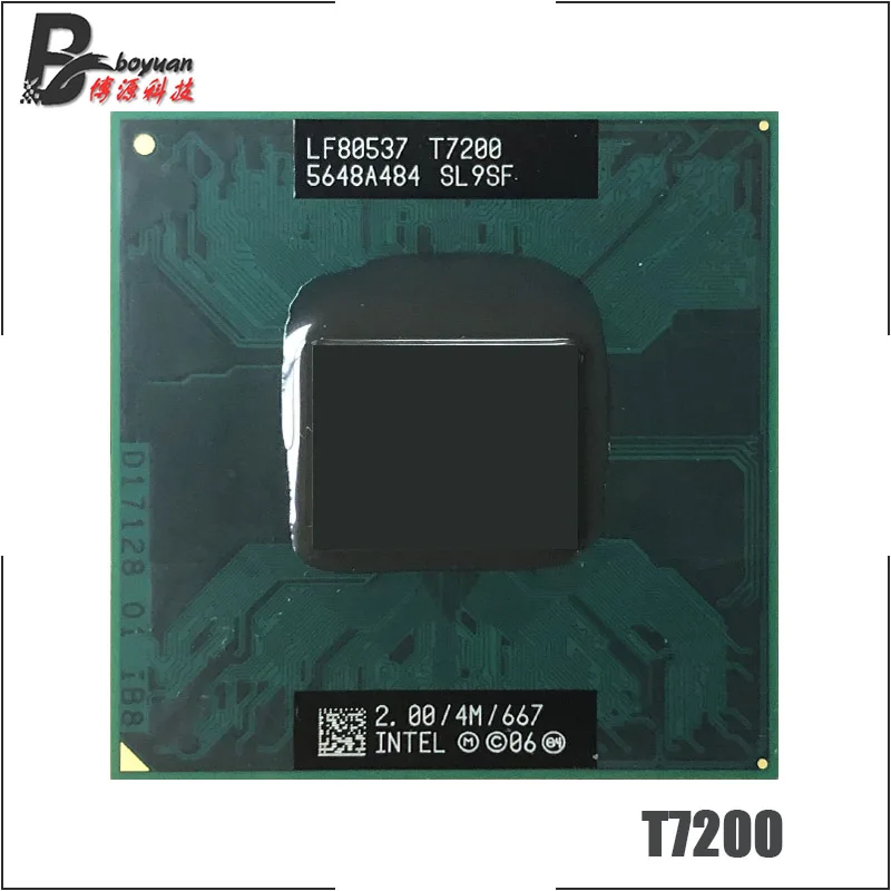 Процессор Intel Core 2 Duo T7200 SL9SF 0 ГГц двухъядерный двухпоточный ЦПУ 4 Мб 34 Вт Разъем M /