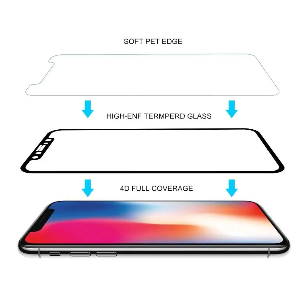 4D протектор экрана из закаленного стекла для IPhone X | Мобильные телефоны и