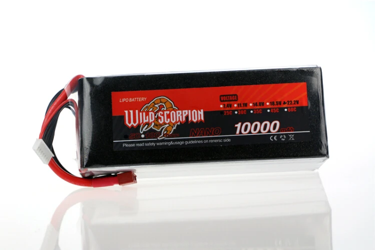1 шт. Lipo батарея Wild Scorpion 22 2 v 10000mah 25c 40c 6S1P 300A непрерывная разрядка для