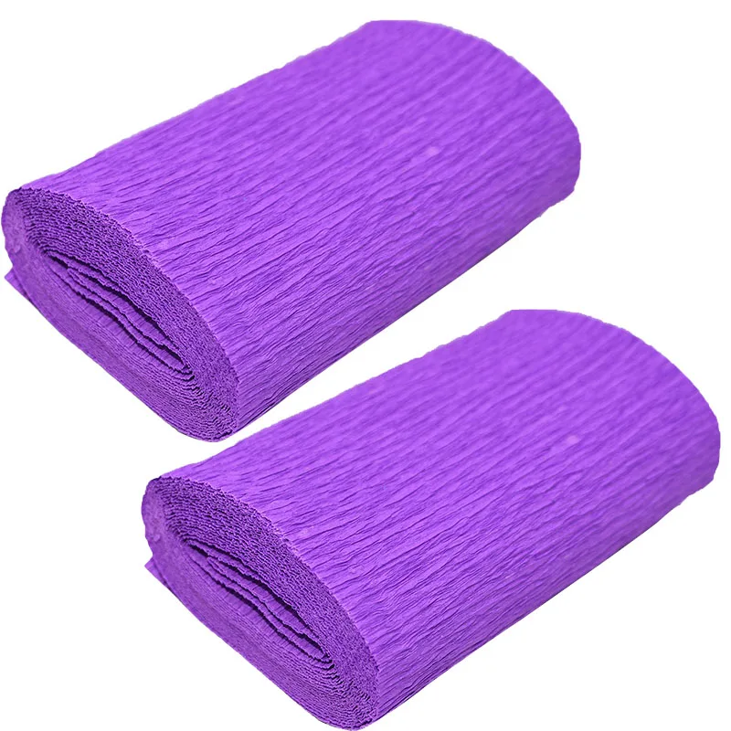 10 Violet 2 рулона, 250*10 см, оригами, гофрированная бумага, крафт-бумага для украшения свадебной вечеринки, сделай сам, подарки, цветы, упаковочный материал - Цвет: 10 Violet