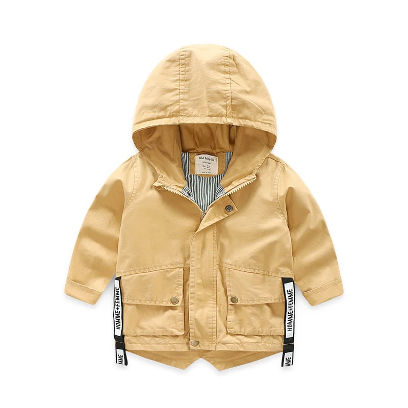 Ветровка для мальчиков осенне зимний Тренч однотонная Классическая