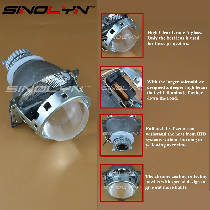 SINOLYN 3,0 дюймов 24 В HID Bi-xenon автомобильный проектор Объектив Q5 Металл для автомобиля грузовик стайлинг фары тюнинг модифицированное использование D2S D2H лампы