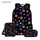 Детский ортопедический школьный ранец twoheart sgirl, набор с разноцветным принтом звезд, сумка для мальчиков и девочек