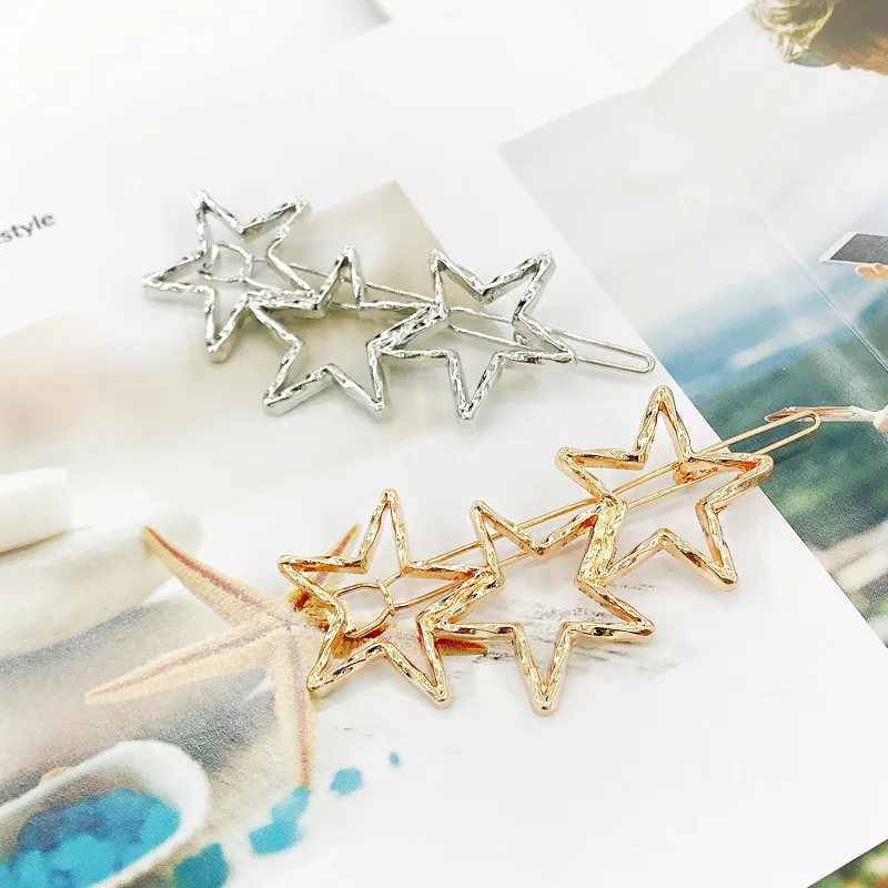 Горячая Распродажа Модные женские заколки для волос из сплава в форме звезд двух