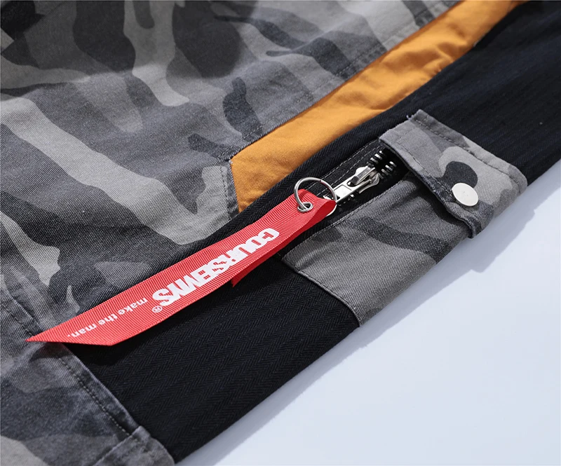 Камуфляжные Мужские Беговые Брюки 2018 летние хип хоп штаны с вышивкой в стиле