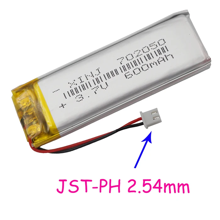 2pin 2.54mm plug Xinj 3,7 V 600 mAh Li-Po полимерная Батарея 702050 2pin JST-PH 1,0/1,25/1,5/2,0/2,54 мм разъем для Камера gps музыкальный плеер навигации - Цвет: 2pin 2.54mm plug