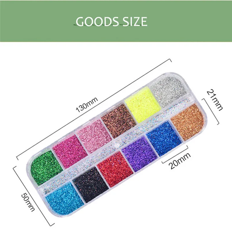 12 цветов набор порошок Вспышка маленький лазерный лак для ногтей | Красота и