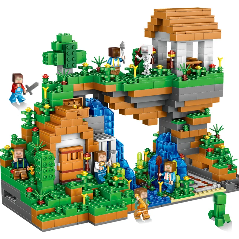 957 шт. мой мир скрытые водопады совместимые майнкрафт строительные блоки кирпичи