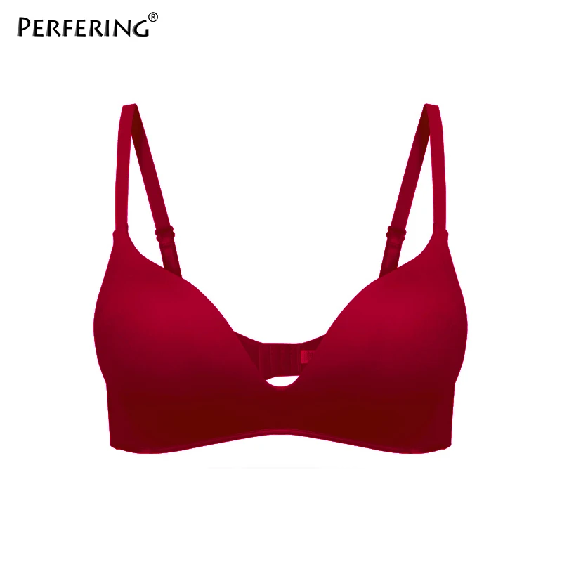 Wine red Perfering бюстгальтер пуш-ап Comfotable провод бесплатно для женщин Lingerie Нижнее белье Femmale Bragas бесшовный бюстгальтер A B черный 70 75 80 85 - Цвет: Wine red
