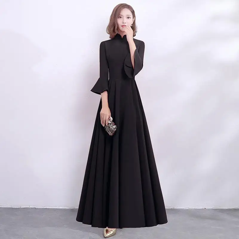 Китайский красный сплошной для женщин Cheongsam Азиатский невесты Свадебные Вечеринка платья для воротник стойка длинное Ципао элегантный - Цвет: Style 3