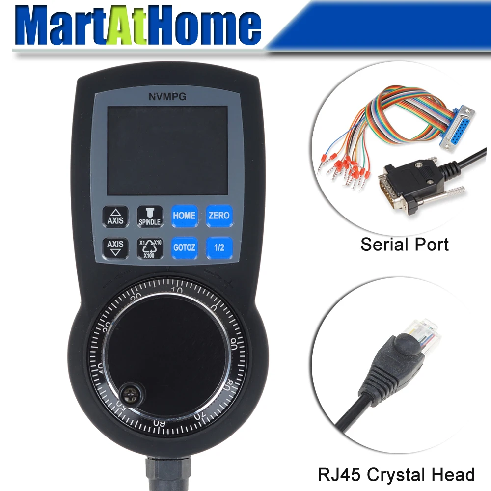 

NVMPG CNC 6 Axis MPG Manual Pulse Generator with Handwheel & LCD RJ45 Serial Communication Protocol @SD