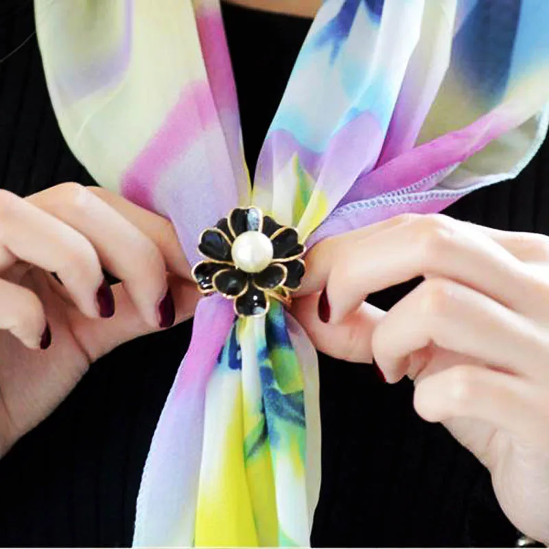 Модная женская и брошь в виде цветка с жемчугом|scarf buckle|buckle broochbrooch fashion |