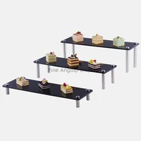 set of 3 black useful acrylic riser jewelry display shelf pop figures holder cupcake dessert stand