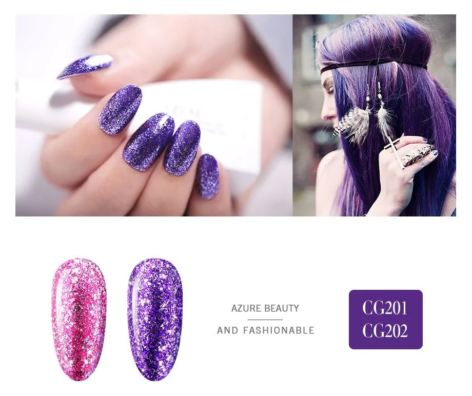 Azure beauty Платиновые Блестки УФ-гель для ногтей супер сияющий светодиодный лак для ногтей лак для нейл-арта впитывающий Гибридный СВЕТОДИОДНЫЙ лак