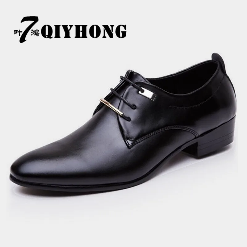 QIYHONG/; кожаная повседневная мужская обувь; модные мужские туфли на плоской подошве с круглым носком; удобные офисные Мужские модельные туфли размера плюс 38-48
