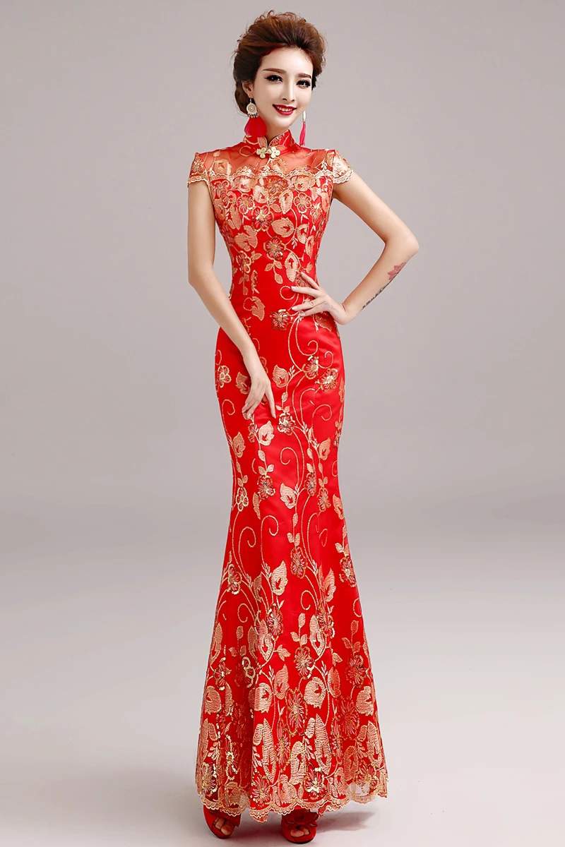Сексуальные китайские платья Qipao платье русалки вечернее длинное без рукавов