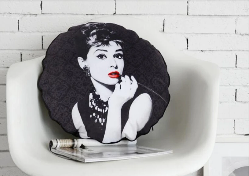 Классический элегантный черный Одри Хепберн бархатный круглый чехол для подушки