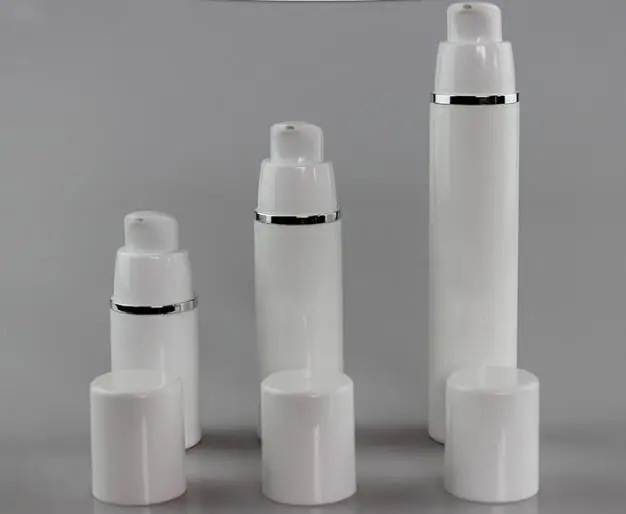 

300 x 15ml 30ml 50ml Travel PP white airless lotion pump bottle with plastic pump 1oz Refillable Plastic Airless Containeer SL21