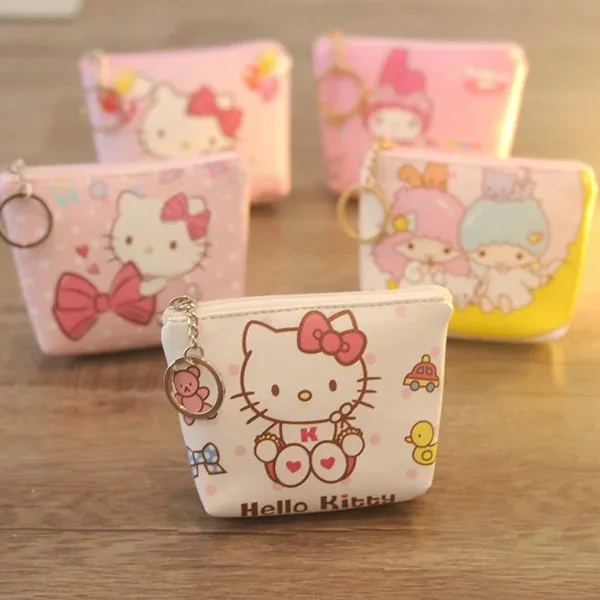 Случайная! Kawaii Mini hello kitty Кошелек для монет My Melody Gemini маленький двойной кошелек со звездами PU Чехол сумка для ключей B61