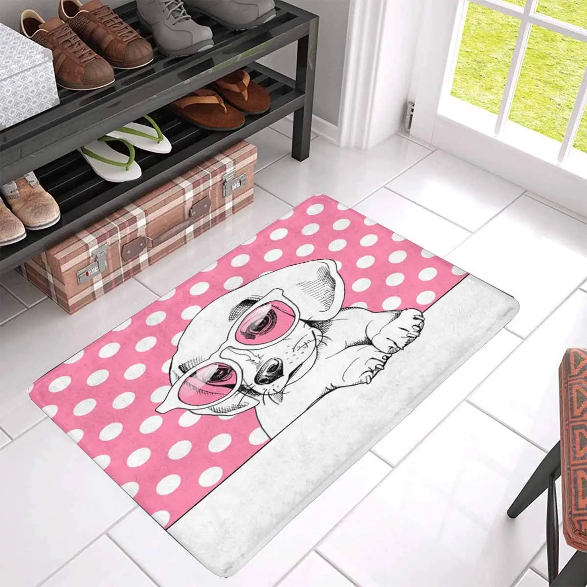Бигль Щенок в розовых очках Anti-коврик дверь Home Decor крытый половик у двери