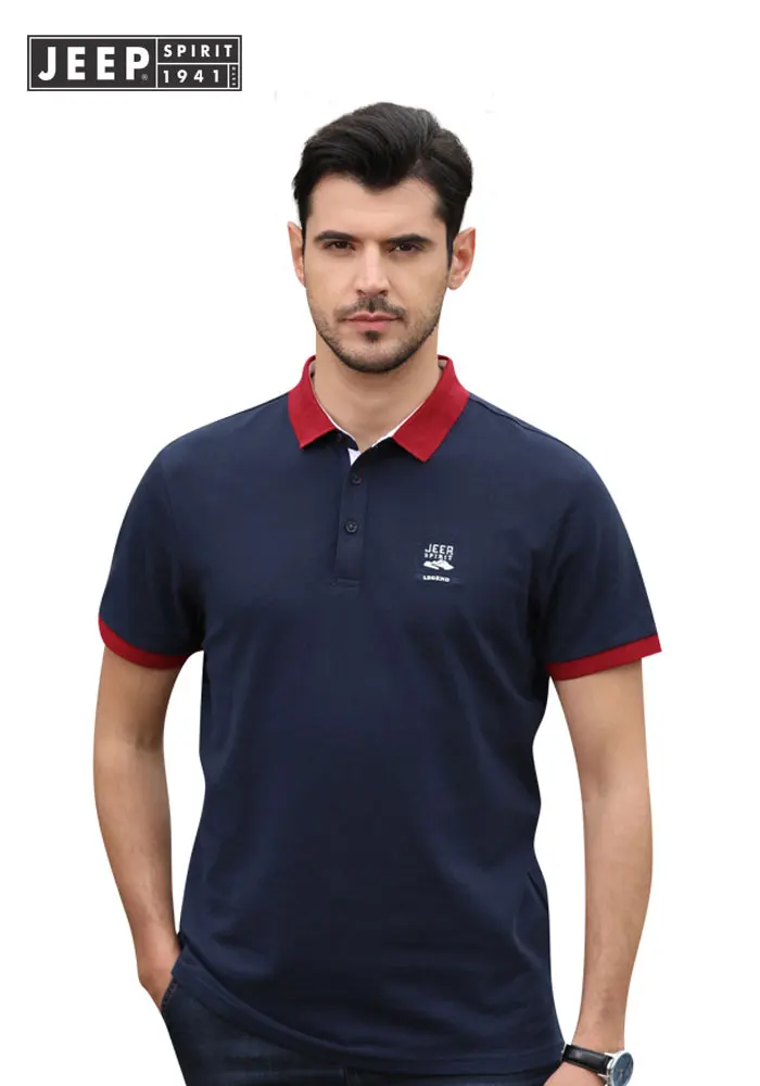 Джип мужские рубашки поло с коротким рукавом летние однотонные прямые модные
