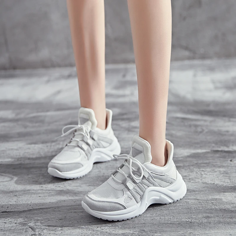 Brand 2019 Breathable Mesh Women Casual Vulcanize Shoes Female Fashion Sneakers Lace-up High Quality Leisure Walking Trainers | Обувь