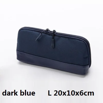 dark blue L Большая сумка для карандашей, новинка, тканевый чехол из искусственной кожи для карандашей, косметичка, большая сумочка для ручек, длительная канцелярская ручка, подарочная сумка - Цвет: dark blue L