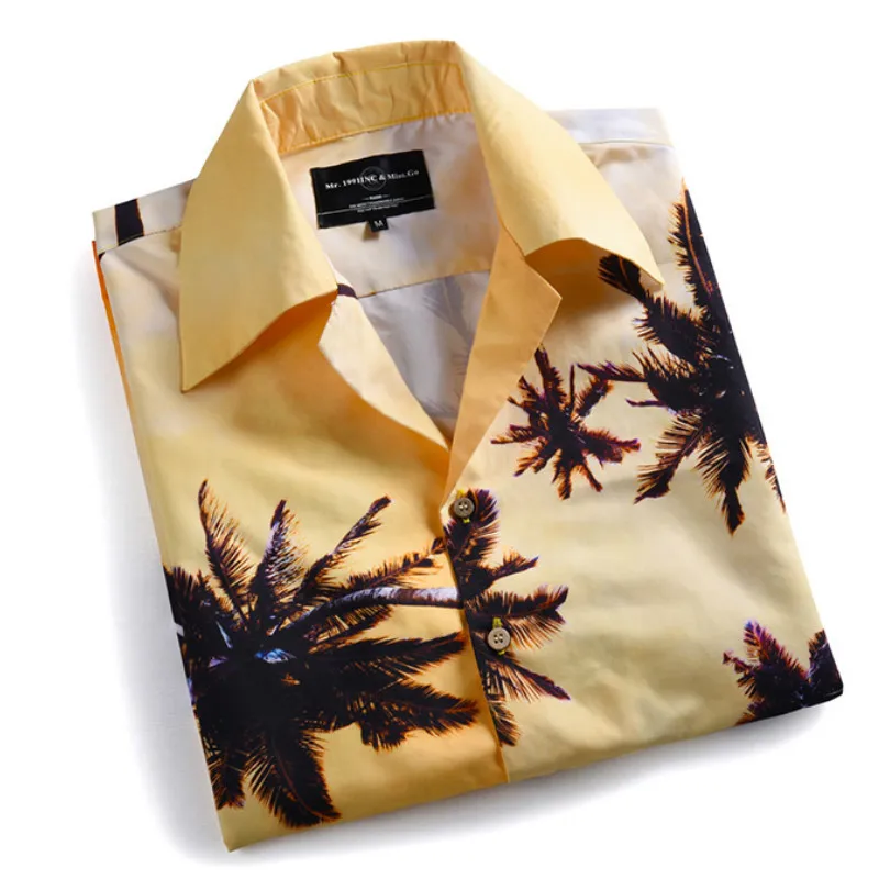 Гавайские пляжные рубашки с принтом кокосовой пальмы для мужчин Популярные