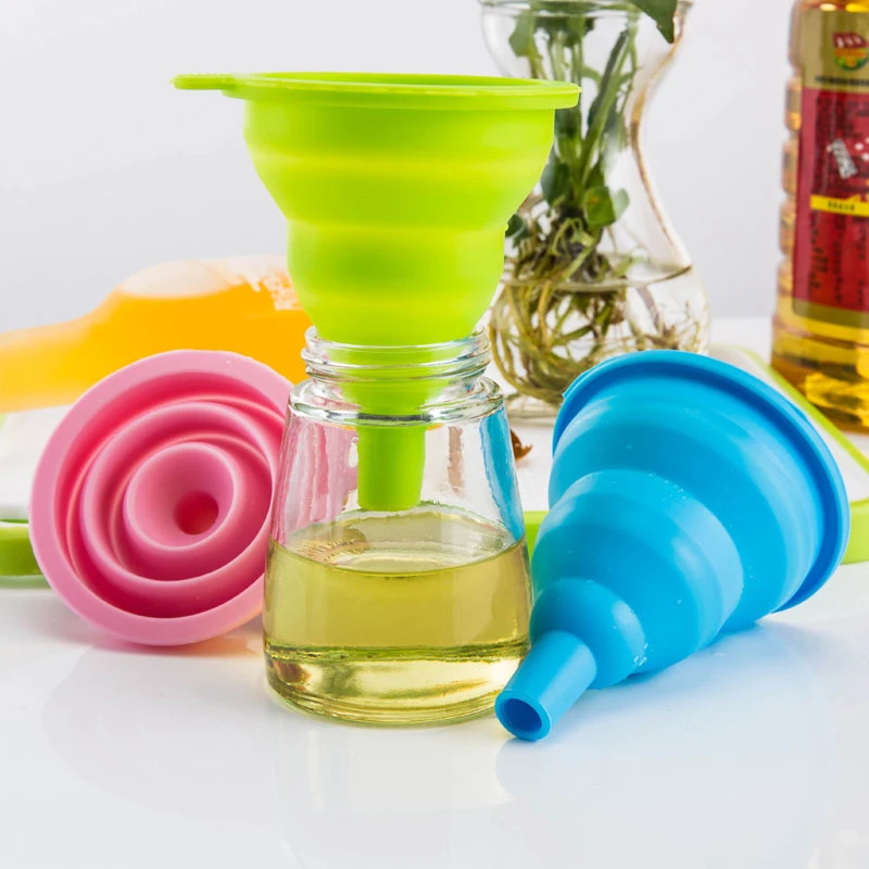 Кухонная Домашняя мини Пищевая силиконовая складная телескопическая Воронка