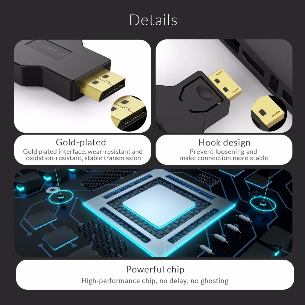 ORICO 1080P DisplayPort to HDMI совместимый DVI VGA адаптер 4K 60Hz DP папа к Женский для проектора ТВ