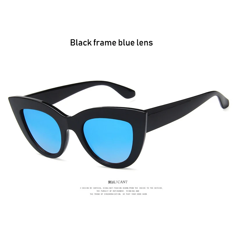 Black frame blue INEXHA Новые солнцезащитные очки кошачий глаз женские модные ретро градиентные солнцезащитные очки Роскошные Дизайнерские маленькие солнцезащитные очки различных цветов - Цвет линз: Black frame blue
