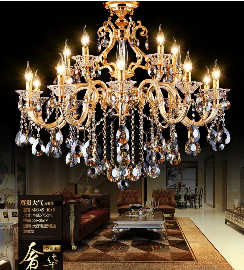 Потолочная люстра светодиодная золотая с кристаллами E14 110 240 в|crystal lustres|led
