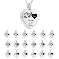dad mom pet forever in my heart cremation jewelry angel ashes keepsake memorial pendant urn necklace stainless steel