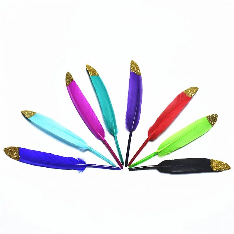 Высокое качество спрей золото серебро порошок утка белое перо 20 шт 10 16 см DIY Перья