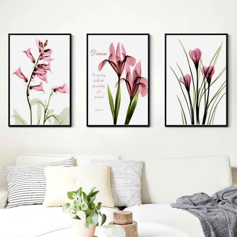 Элегантная поэзия простой розовый искусство Подкова Лотос A4 холст картина