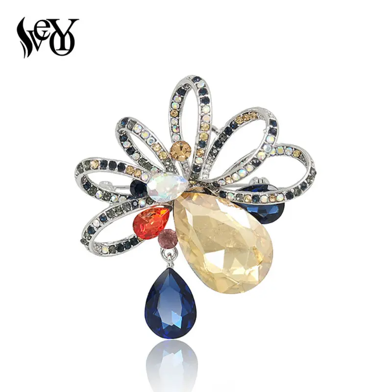 Женская Брошь из цинкового сплава с кристаллами|rhinestone flower brooch|crystal broochflower brooch pin |