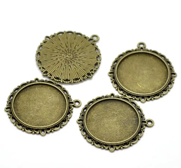 Горячая распродажа Новые 10 шт бронзовые тона Круглые Кабошон Установка Подвески