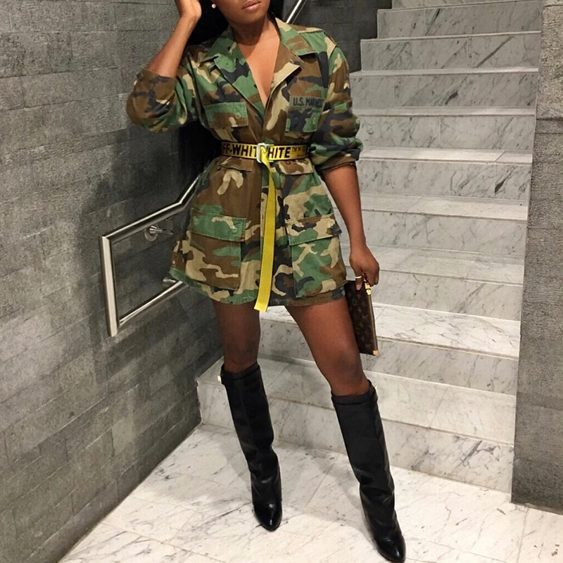 Новая Сексуальная женская рубашка с длинным рукавом камуфляжная Повседневная