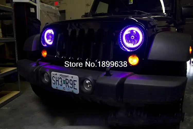 Для Jeep Liberty кДж 2000 2001 2002 2003 2004 2005 2006 2007 RGB светодиодный фар колец halo ангел демон глаза с пульта дистанционного управления