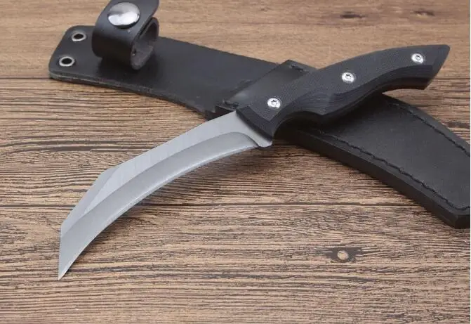 Серповидный нож D2 60 HRC karambit охотничий для кемпинга выживания с фиксированным
