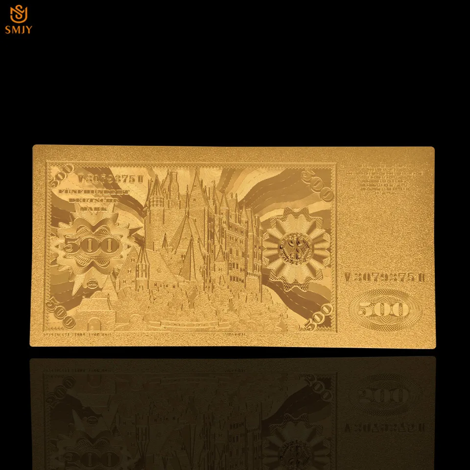

1960 Souvenirs German Currency Paper 500 Reichs Mark Plated 24k Gold Foil Banknote Bill Note