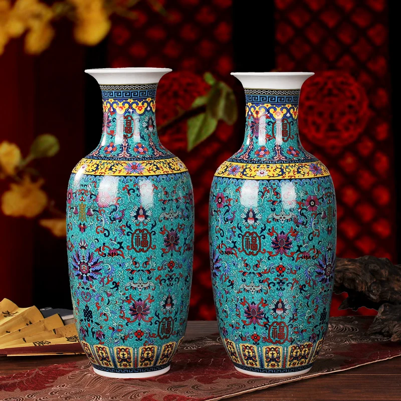 

H48cm Tall Chinese Home Decoration Enameled Porcelain Ceramic Vases