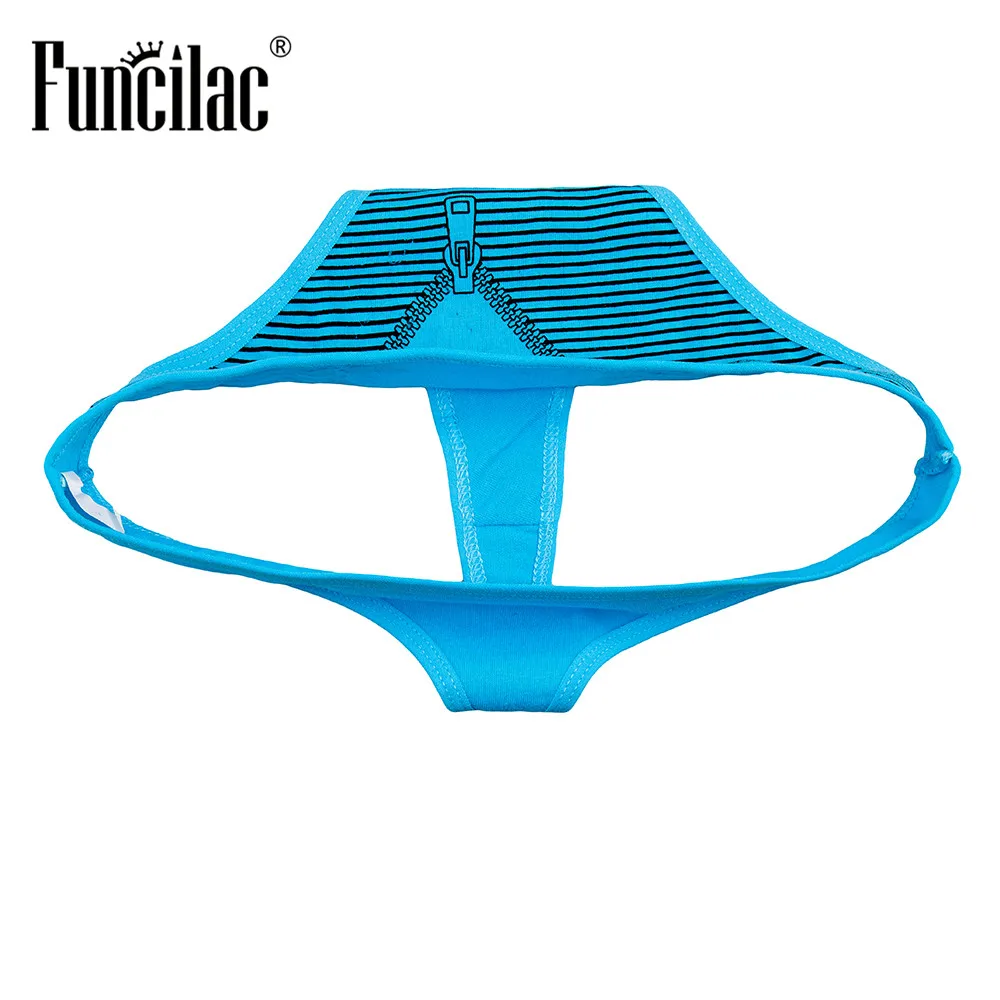 FUNCILAC хлопковые танга сексуальные женские стринги и на молнии с принтом Femme нижнее