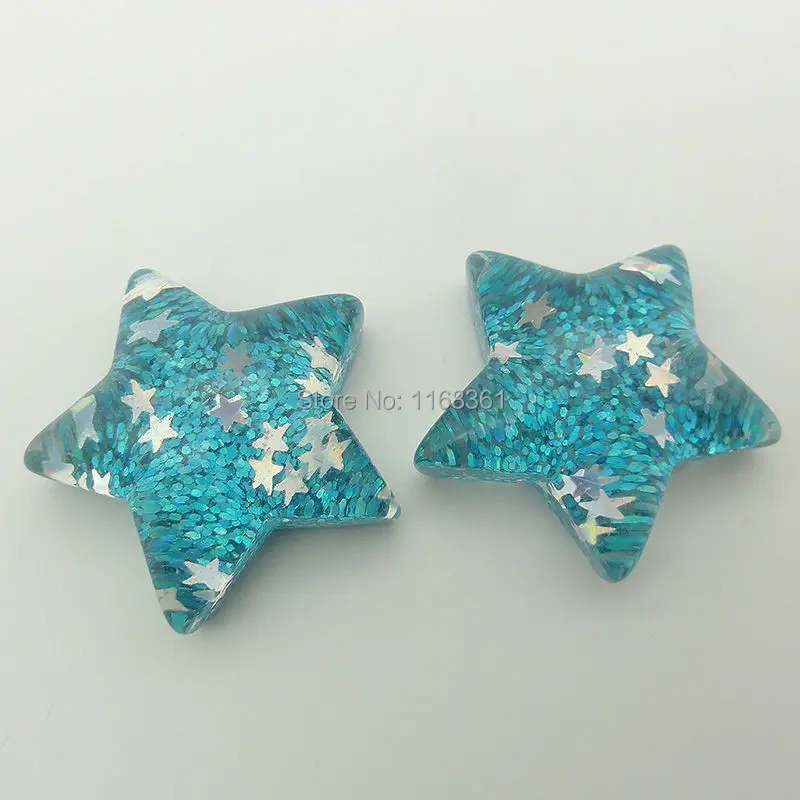 1 шт./Лот Смола плоская задняя сторона синий цвет пентаграмма звезда 33 мм