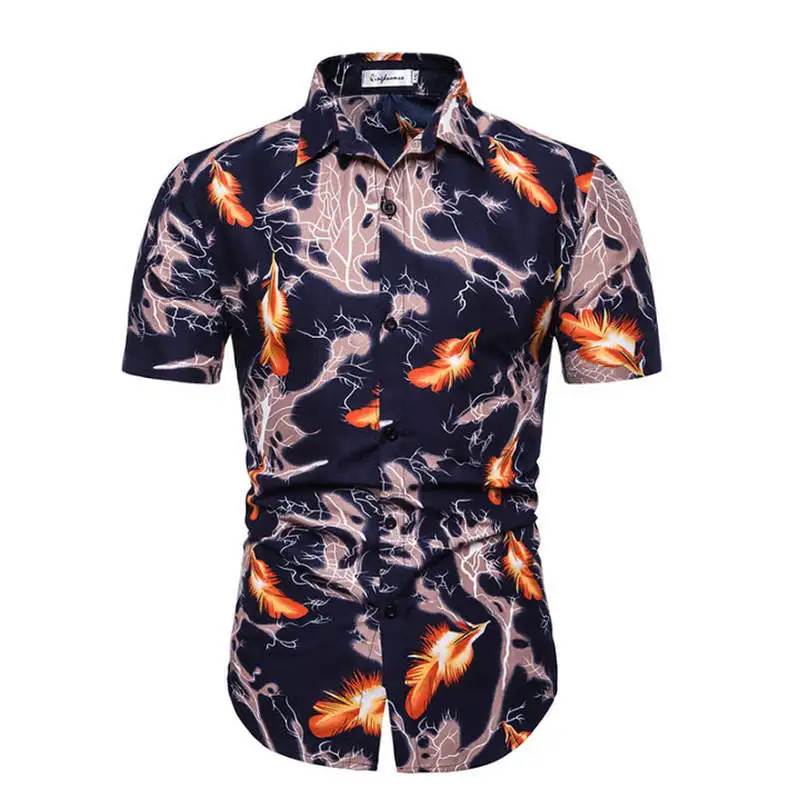 C47 Мужские гавайская рубашка мужской Повседневное camisa masculina печатных Пляжные рубашки короткий рукав брендовая одежда - Цвет: C47